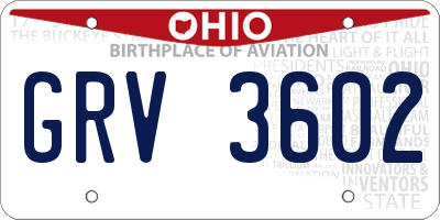 OH license plate GRV3602