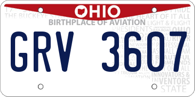 OH license plate GRV3607