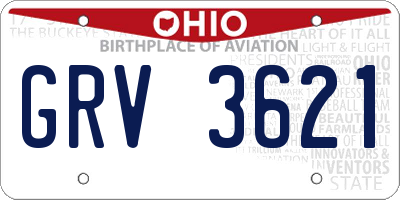 OH license plate GRV3621