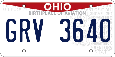 OH license plate GRV3640
