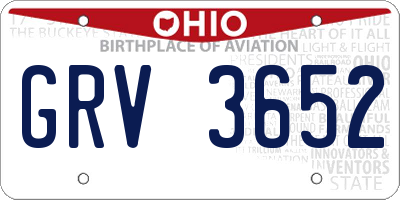 OH license plate GRV3652