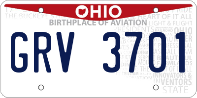 OH license plate GRV3701