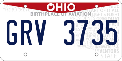 OH license plate GRV3735