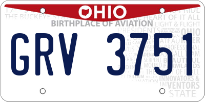 OH license plate GRV3751