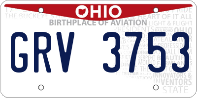 OH license plate GRV3753