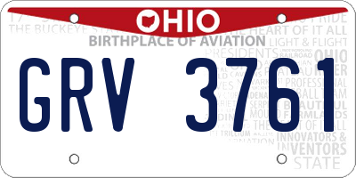 OH license plate GRV3761