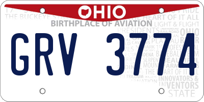OH license plate GRV3774
