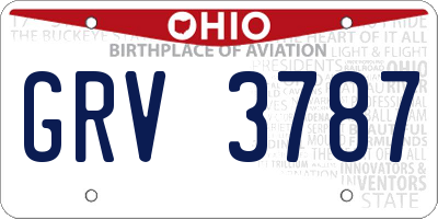OH license plate GRV3787
