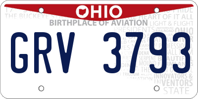 OH license plate GRV3793