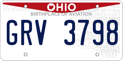 OH license plate GRV3798