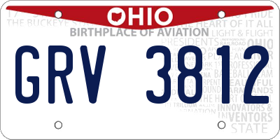 OH license plate GRV3812