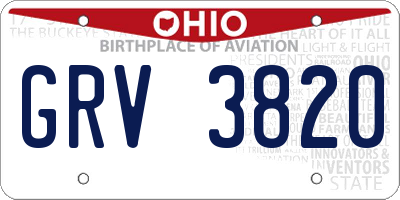 OH license plate GRV3820