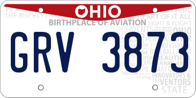 OH license plate GRV3873