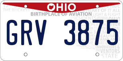 OH license plate GRV3875