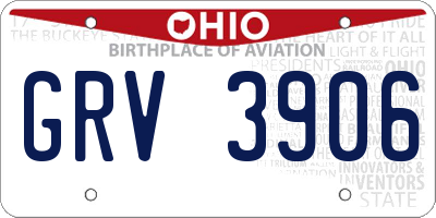 OH license plate GRV3906