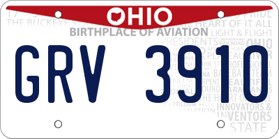 OH license plate GRV3910