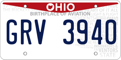 OH license plate GRV3940