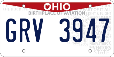 OH license plate GRV3947