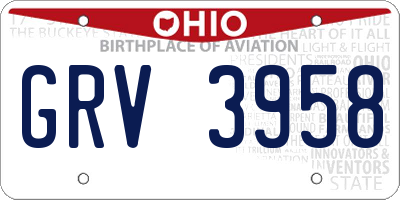 OH license plate GRV3958