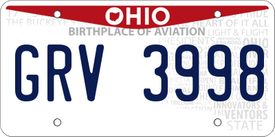 OH license plate GRV3998