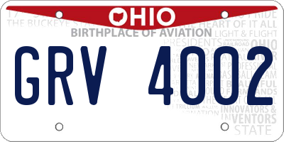 OH license plate GRV4002