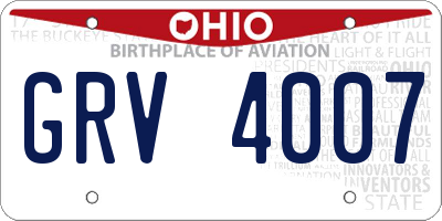 OH license plate GRV4007