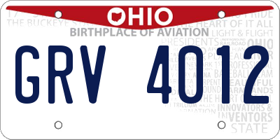 OH license plate GRV4012