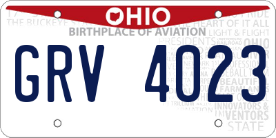 OH license plate GRV4023