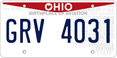 OH license plate GRV4031