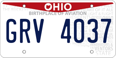 OH license plate GRV4037