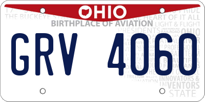 OH license plate GRV4060