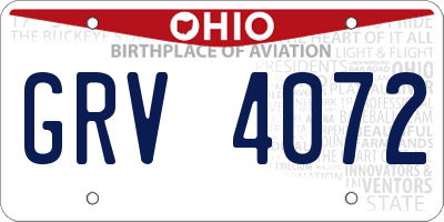 OH license plate GRV4072