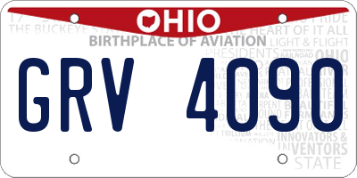 OH license plate GRV4090