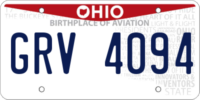 OH license plate GRV4094