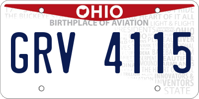 OH license plate GRV4115