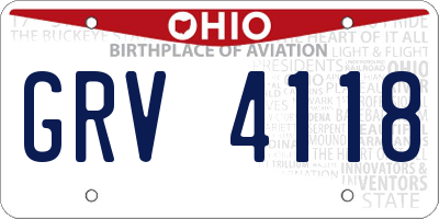 OH license plate GRV4118