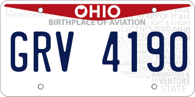 OH license plate GRV4190