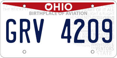 OH license plate GRV4209
