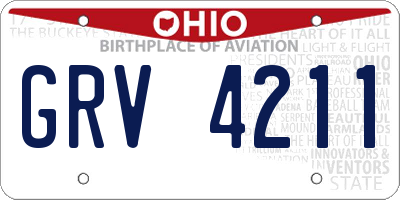 OH license plate GRV4211