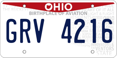 OH license plate GRV4216