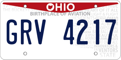OH license plate GRV4217
