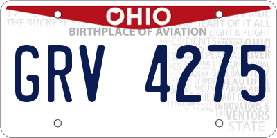 OH license plate GRV4275