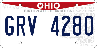 OH license plate GRV4280