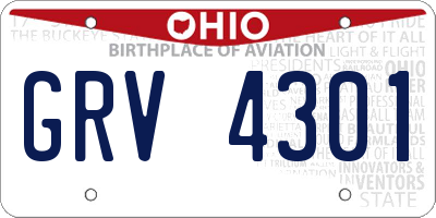 OH license plate GRV4301
