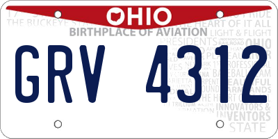 OH license plate GRV4312