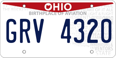 OH license plate GRV4320