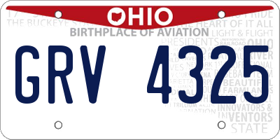 OH license plate GRV4325