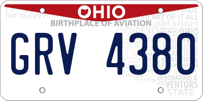 OH license plate GRV4380