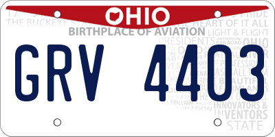 OH license plate GRV4403