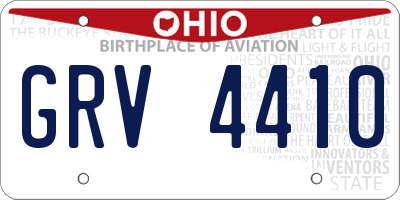 OH license plate GRV4410